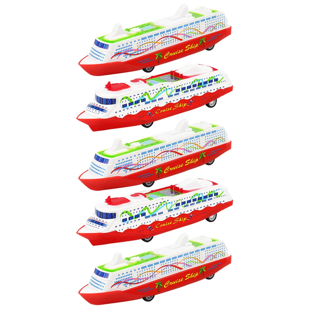 5 Pcs Pull Back Ship Model Car Toy Sliding for Kids Mini Cruise Abs Child Educational Plaything