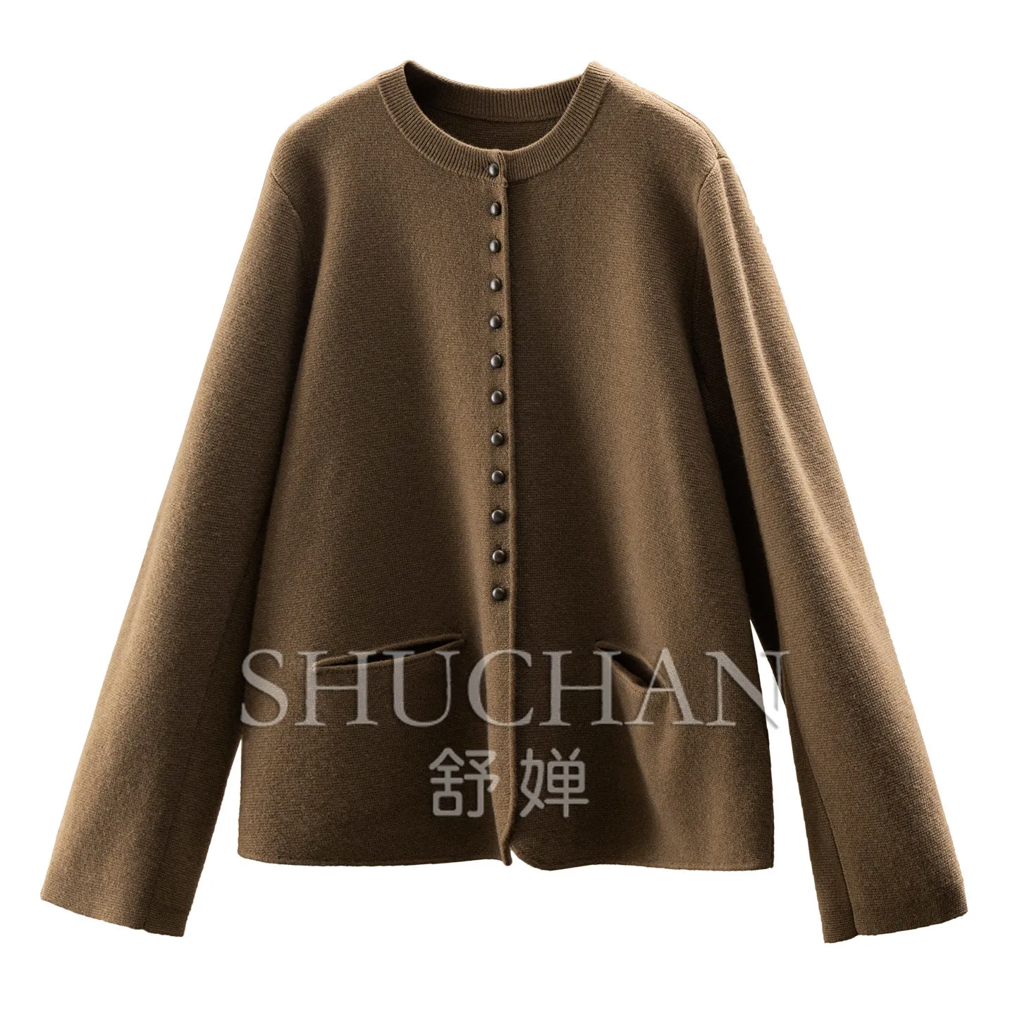 High Goods Simple Close-breasted Wool Cardigan Sweater Women's F203 Korean Fashion Casaco Feminino 530g