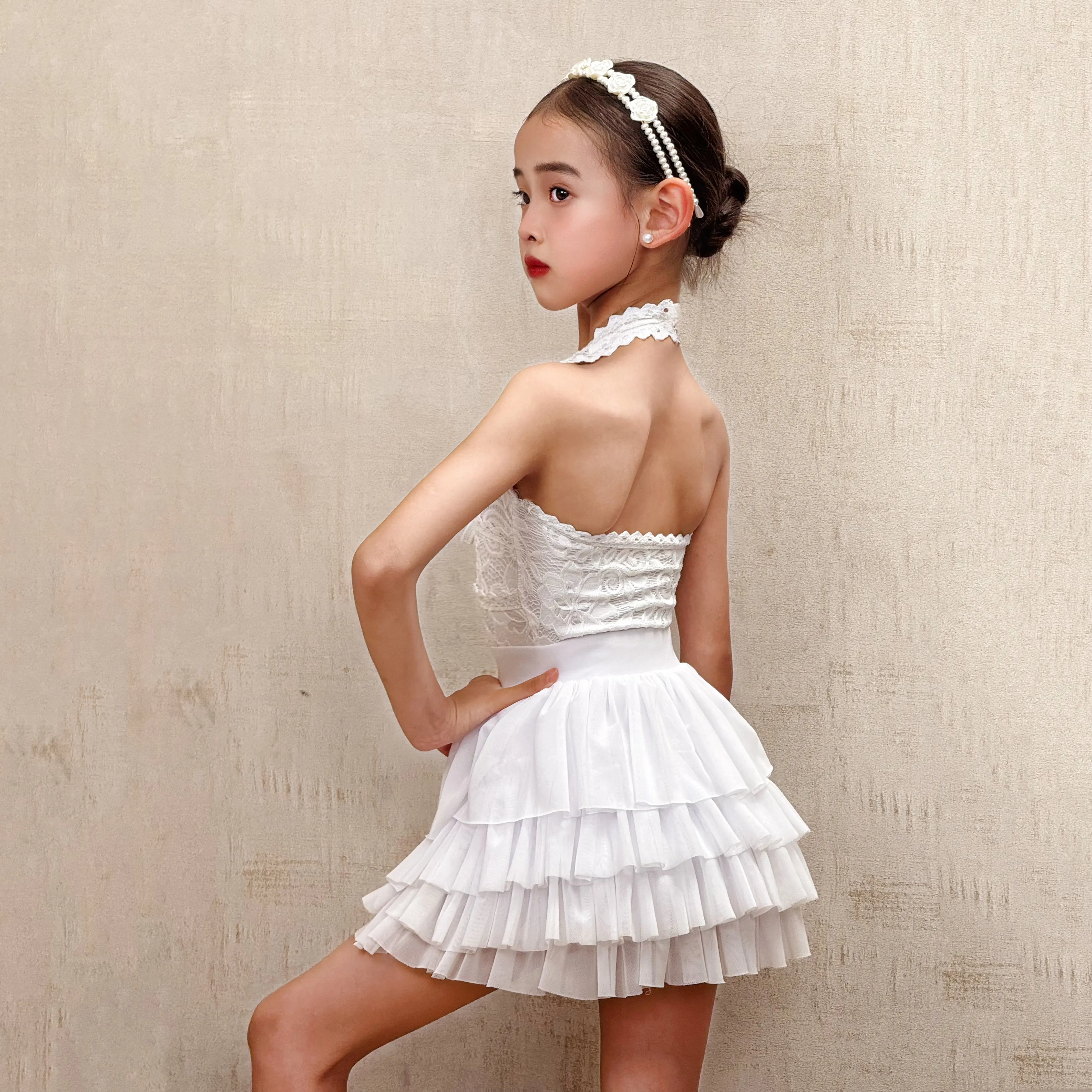 Novos trajes de dança latina de verão, trajes de prática de alta qualidade para meninas, trajes de performance infantil e trajes de dança