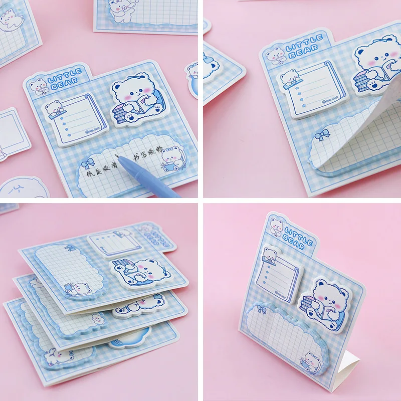 60 sheets Bear Treasure Post Note Become Sweet Soft Cute Bear Face Super Healing Notes Marking Learning Gift Sticky Note Pad