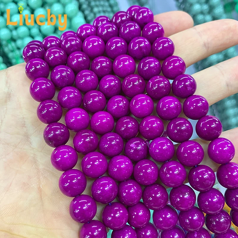 Lila Jaspe Naturstein Perlen Chinesischer Jader für Schmuckherstellung DIY Charm Armband Zubehör 15'' Großhandel 4/6/8/10/12mm a – Detail 5