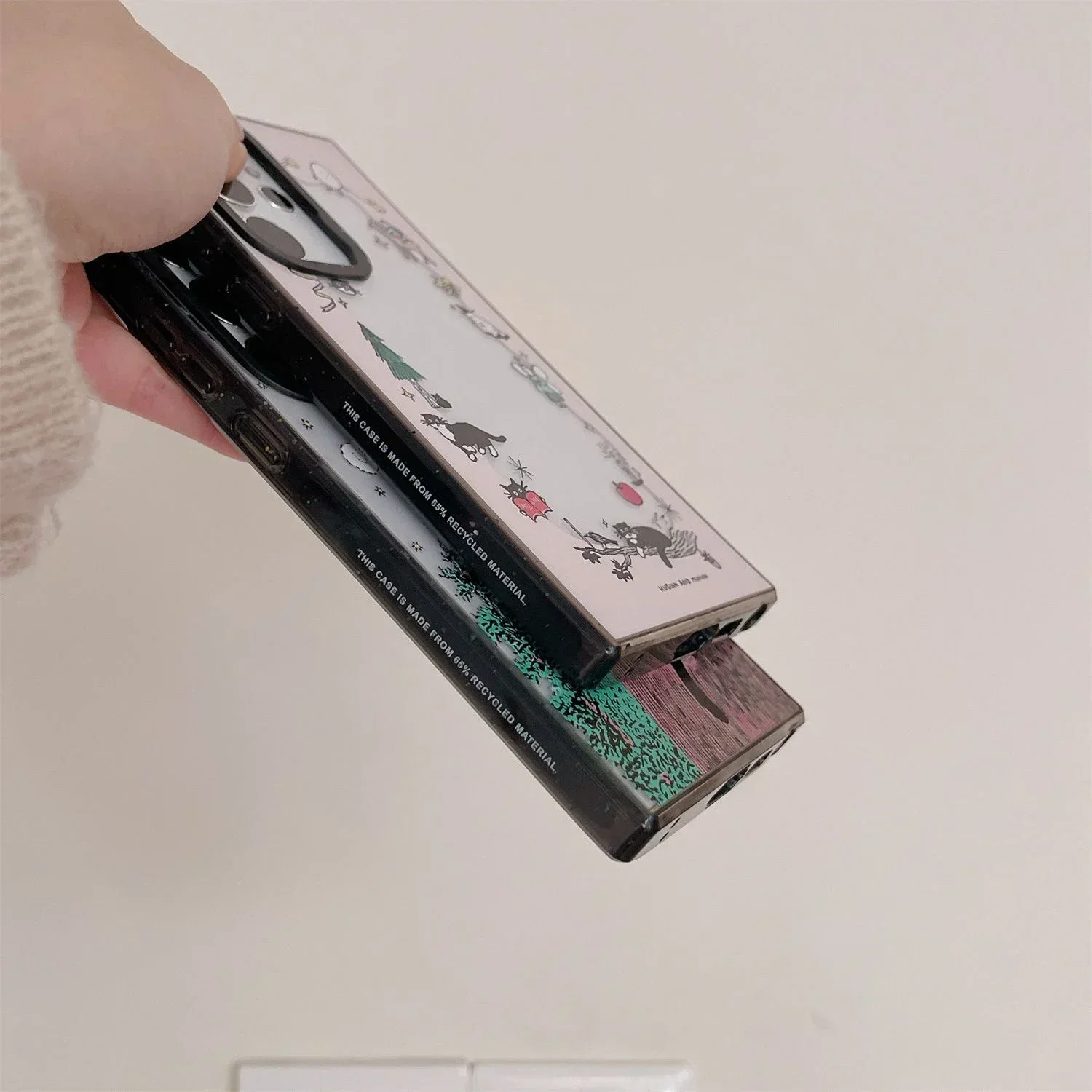 Cute Black Cat Acrylic Black Border Case for Samsung Galaxy S22 S23 S24 Ultra S22+ S23+ S24 Plus Cover Protective Case