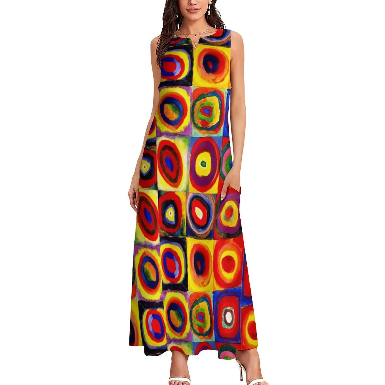 Kandinsky Modern Squares Circles Colorful Long Dress Prom gown evening dresses ladies women formal occasion dresses Dress