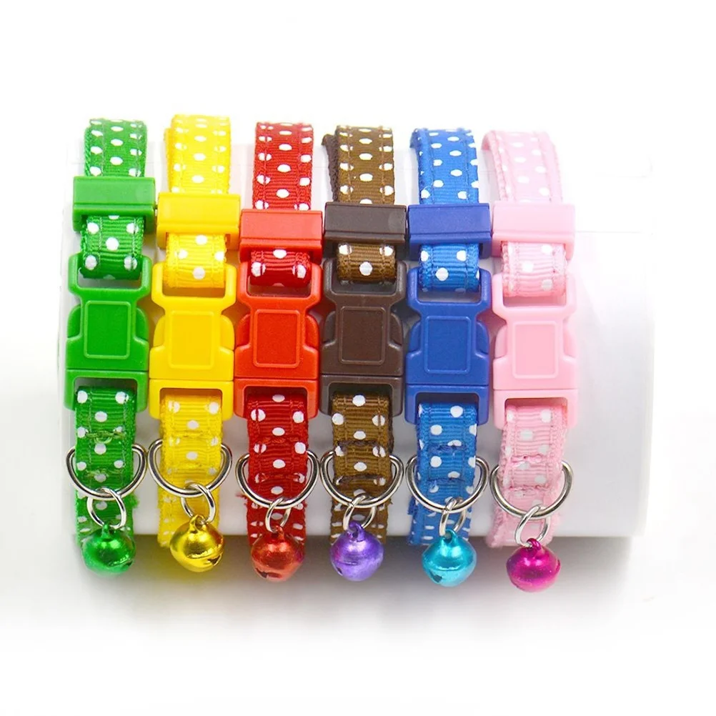 

Polka Dots 1.0cm Width Small Cat Dog Puppy Collar Jingle Bell Adjustable 7.5-12 Inch Pleasant Color Brightness