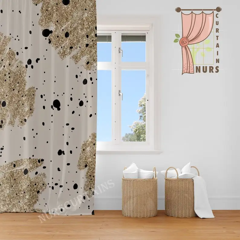 Abstract Watercolor Blackout Curtain: Beige Minimal Home Decor