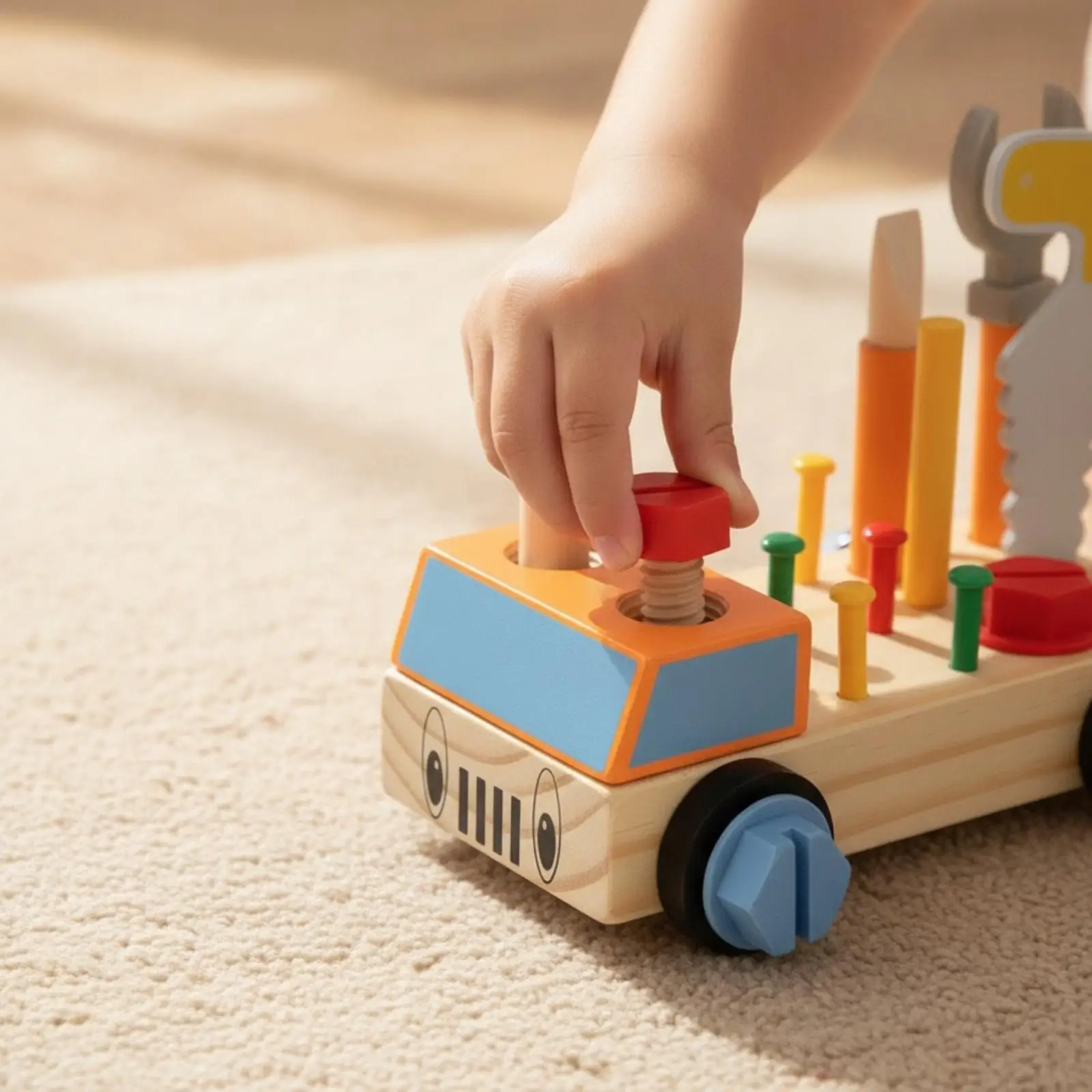 Wooden Take-Apart Vehicle with Tools Fine Motor Skill Wooden Assembly Toy with Fasteners Toddler Assembly Toy Hands-On