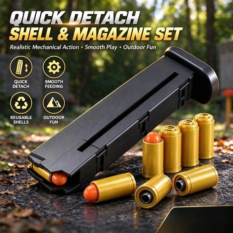 Realistic Mechanical Quick Detach Shell Magazine Set for Toy Pistol, Smooth Play Outdoor Fun Collectible Model Parts