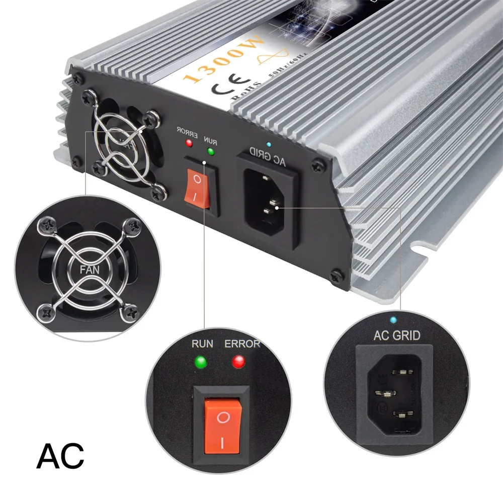 1300W 18V 36V MPPT Solar Grid Connected Micro Inverter, Parallel Modular Module Design, Matched With Voltage Of 120V/230VAC