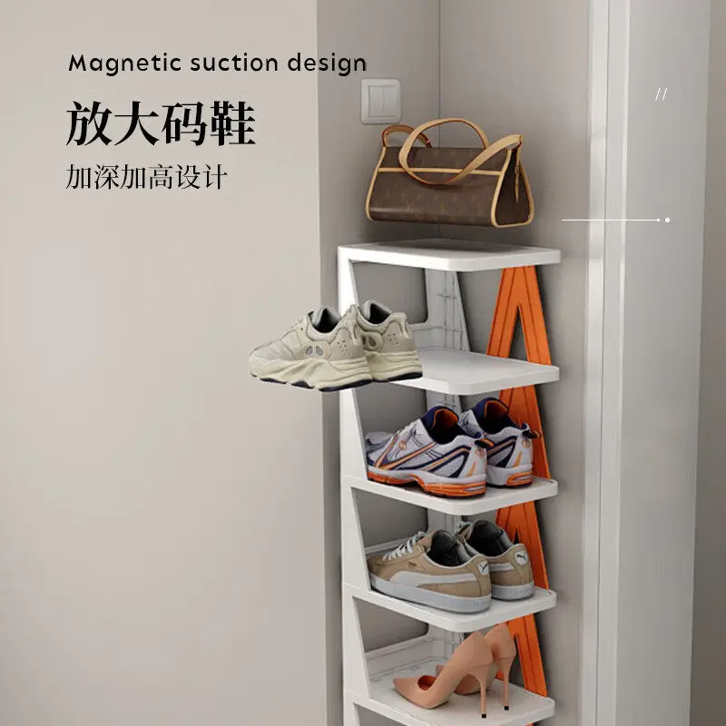 The multi-layer combination of shoe racks is placed on the stairs, door of home is stepped, the ladder type is simple,