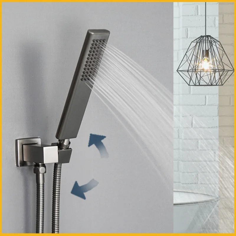 Solid Brass HandShower Kit Wall Mount Hand Shower Sprayer Set With Hose Shower Holder Brushed Gold Matte Black Handheld Sprayer