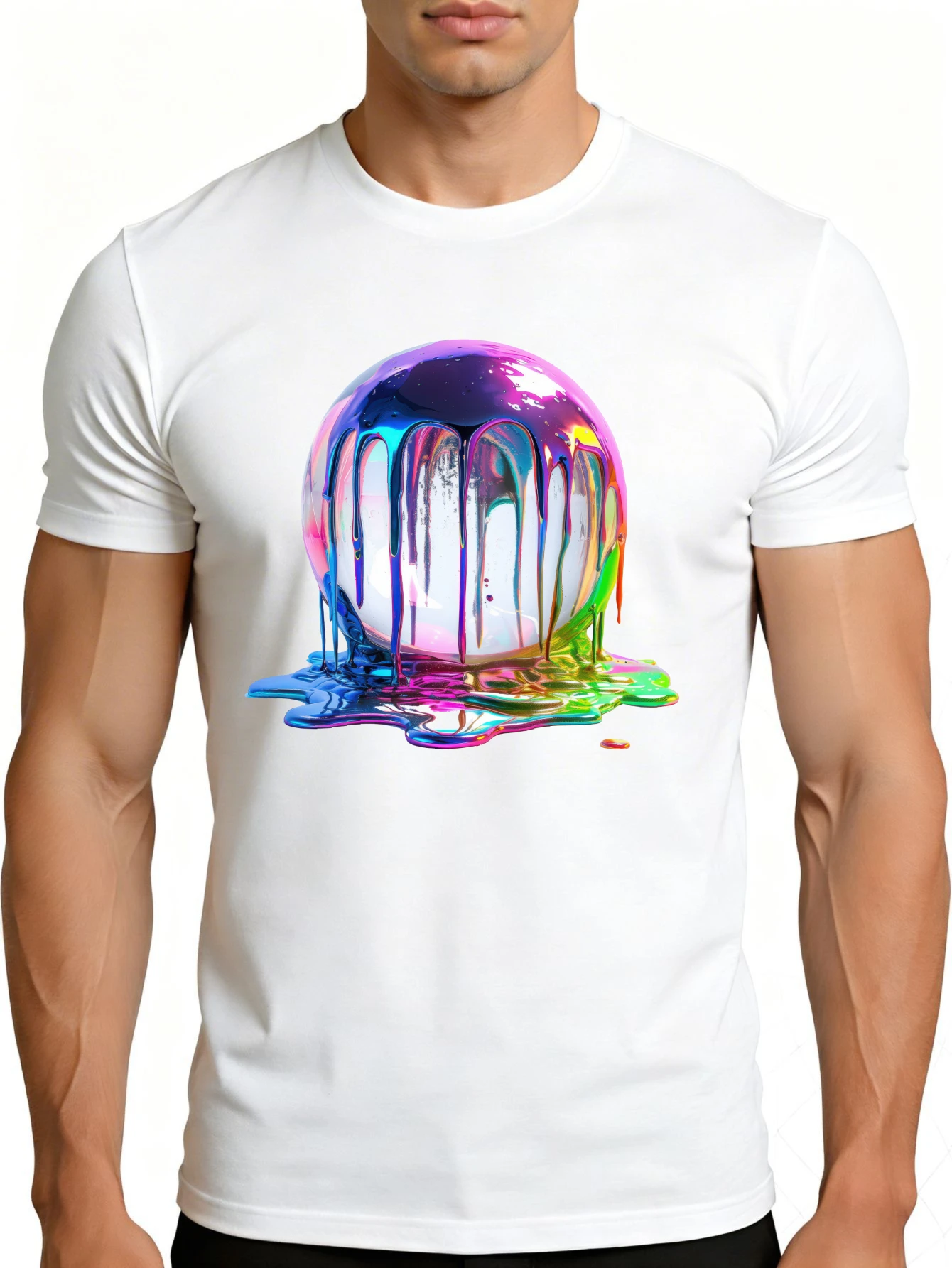 Colorful Abstract Art Men's T-Shirt Rainbow Ball Design Summer Casual Wear Gift for Him