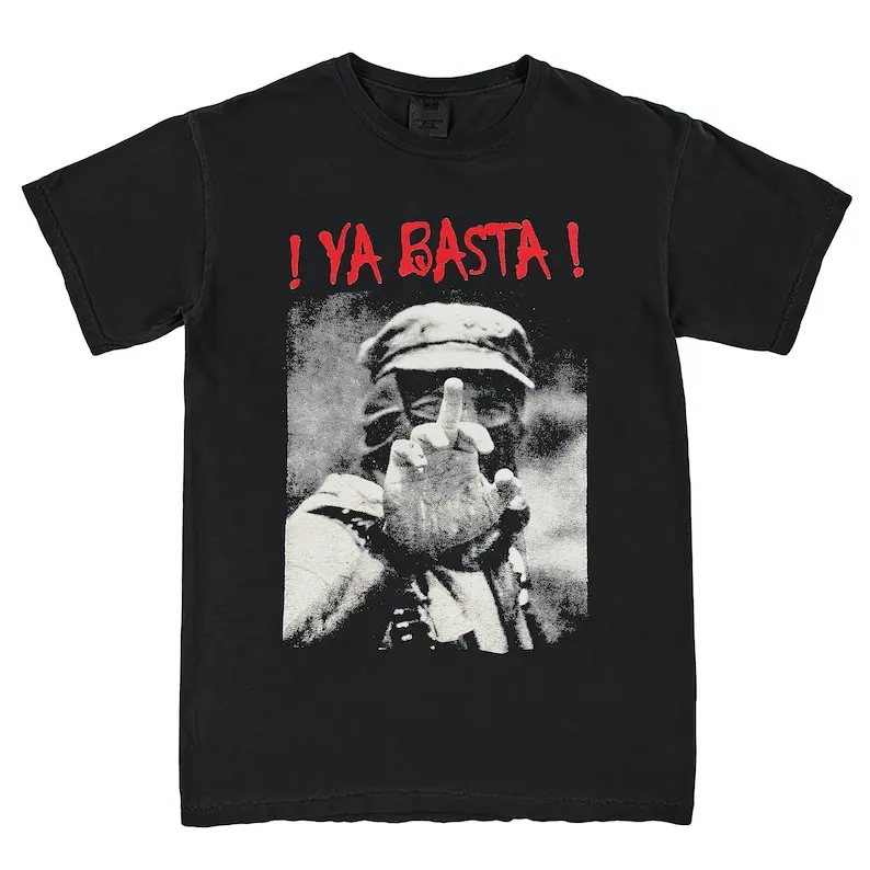 New Rare Ya Basta Sub Comandante Marcos EZLN Emiliano Zapata Retro T Shirt Vintage Style long or short sleeves