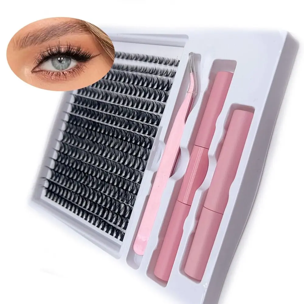 DIY Mixed Comprimento Individual Lashes Kit com cola Cluster, Macio Extensão dos Cílios Falsos, Auto Aplicação, Novo