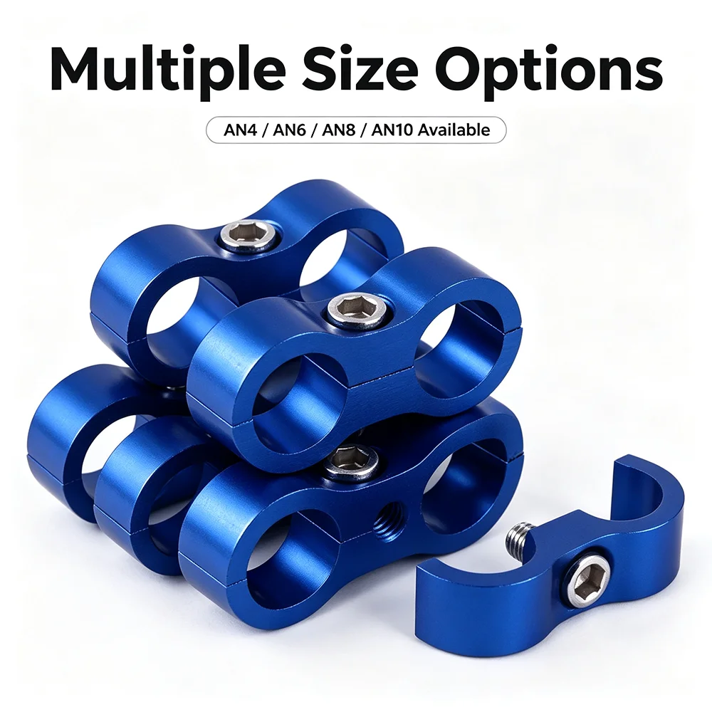 Universal Aluminum Block Oil Water Pipe Separator Clamp Bracket AN4 AN6 AN8 AN10 AN12 Sizes for Automotive Use