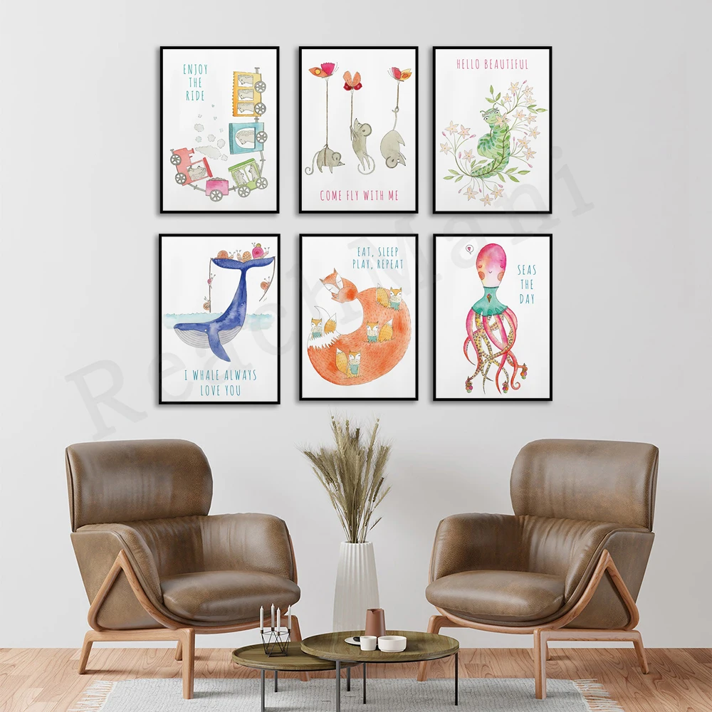 Kids Poster Animals Print Nurs - Baby Nursery Mirror 评论和价格