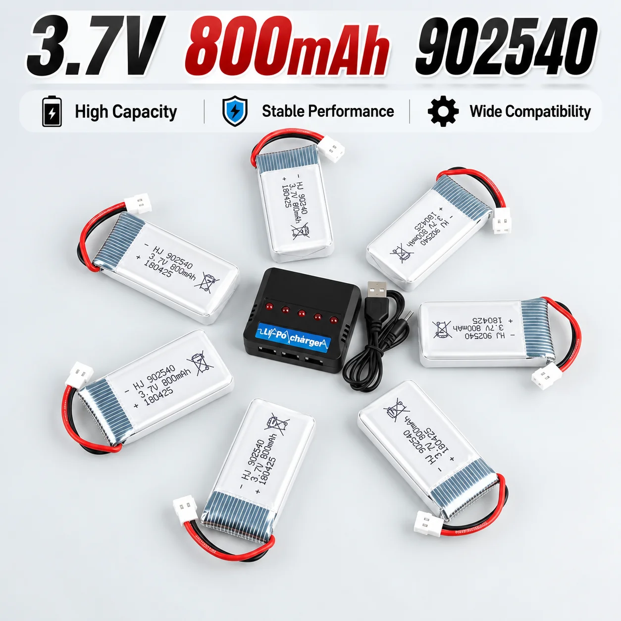 3.7V 800mAh 25C Lipo Battery for SYMA X5C X5SC X5SW X5HW X5UW CX-30 M68 RC Drone Spare Parts 902540 Rechargeable Lithium Battery