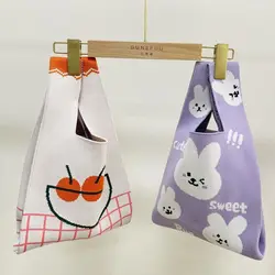 New Cute Dog Vest Bag Simple Cosmetic Bag Cat Tote Mini Knot Wrist-bag Clutch Bag Knitting Bag Casual Lite