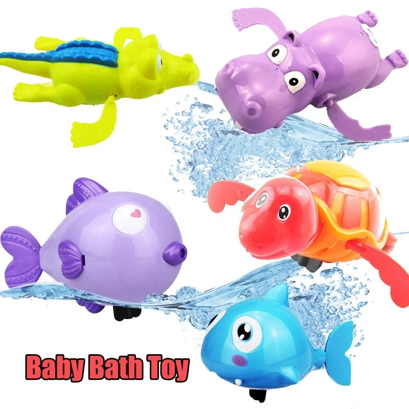 Baby Water Toys Swimming Pool Cartoon Animal Tortoise Classic Wound-up Chain Clockwork Bath Toys for infant 0 12 24months