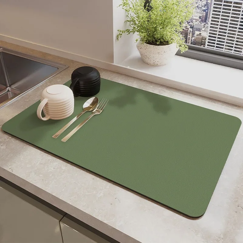 American Retro Kitchen Countertop Absorbent Mat Vintage Dishes Draining Pad Quick Dry Tableware Drying Placemat Coffee Bar Mat