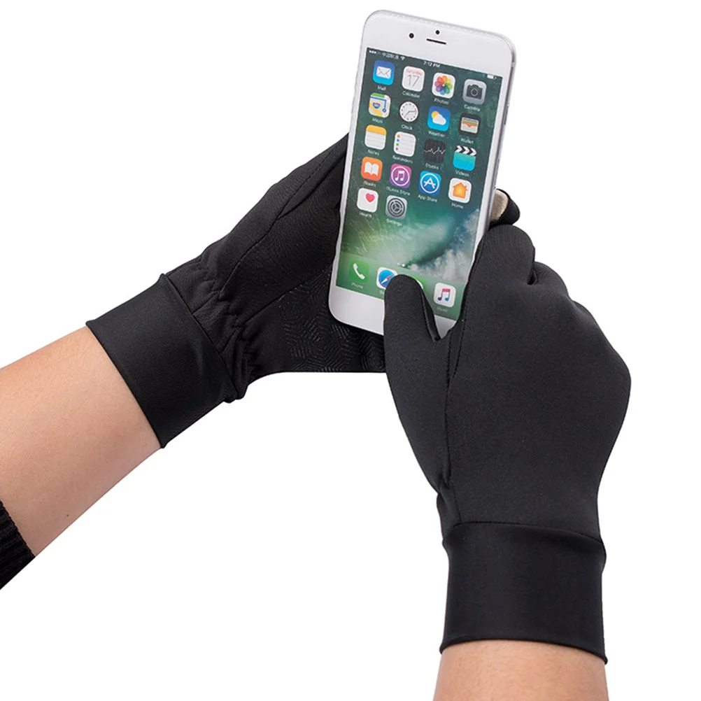 

Windproof Touchscreen Gloves Black L For Men Women Thermal Silicone Palm Cycling Winter Outdoor Sports Running Driving