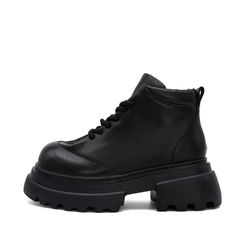 ผู้ชายใหม่รองเท้าสไตล์อังกฤษหนารองเท้าเชลซีสีดํากระชับความสูงเพิ่มของแท้หนังรองเท้าชาย