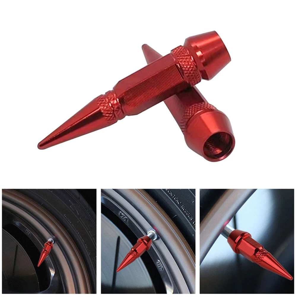 1Pcs Universal Aluminum Alloy Motorcycle Car Auto Bike Spike Shape Dustproof Tire Wheel Stem Valve Caps Car Styling Tunning