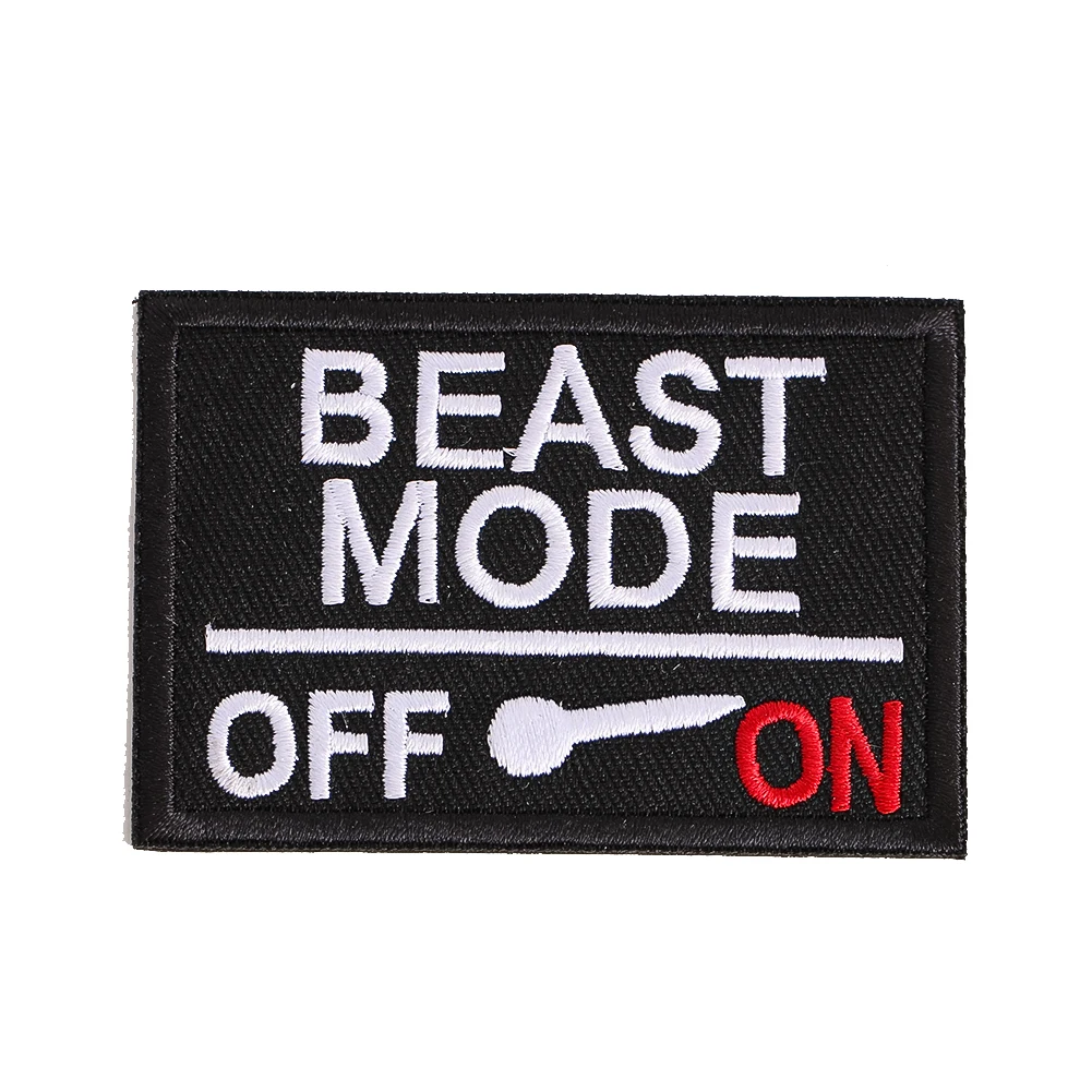 

Beast Mode Switch Embroidered Patch iron on Attitude Statement Badge Streetwear Backpack Jacket Outfit Hunting Accessories