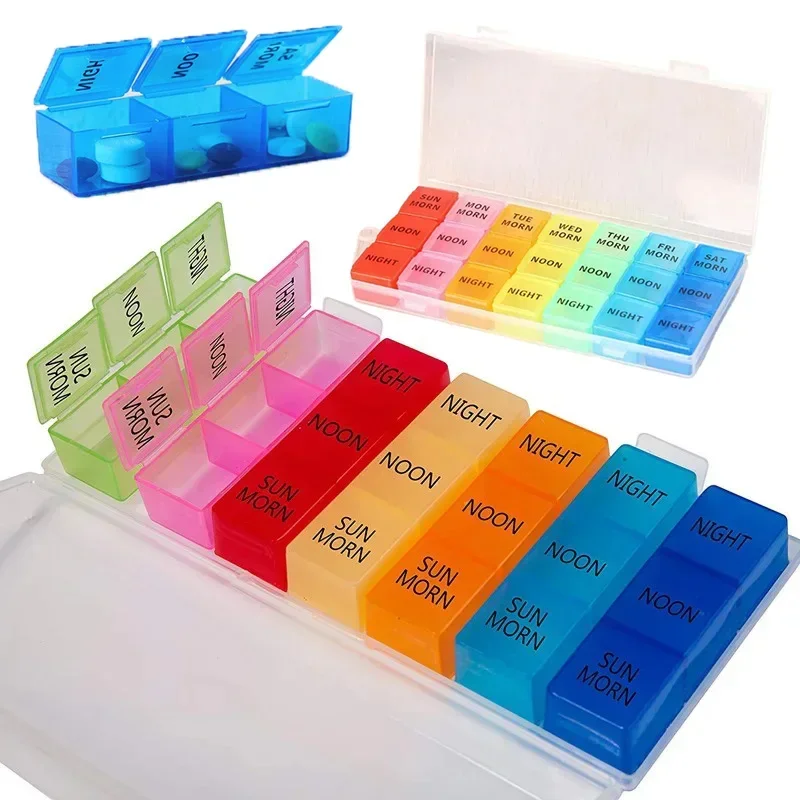 

Pill Storage Box 7 Days Medicine Box Weekly Tablet Holder Storage Organizer Container Case Pill Box Splitters Weekly 7 Day 21