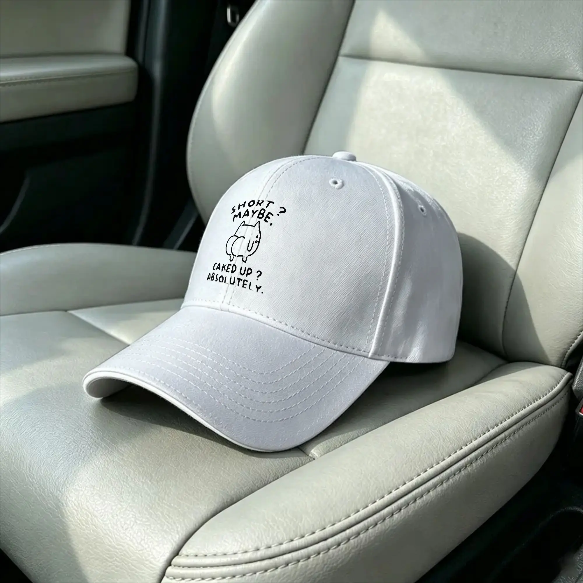 Short Maybe Caked Up Absolutely Funny Cat Meme Baseball Cap  Outdoor Gym Breathable Trucker Hat Men Women  Print Baseball Caps