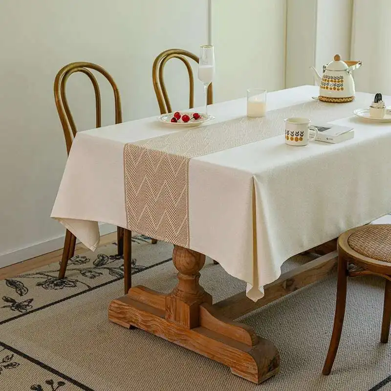 Cotton and Linen Fabric Tablecloth Light Luxury and High-end Tea Table Cloth Simple and Modern Dining Table Cloth Rectangular