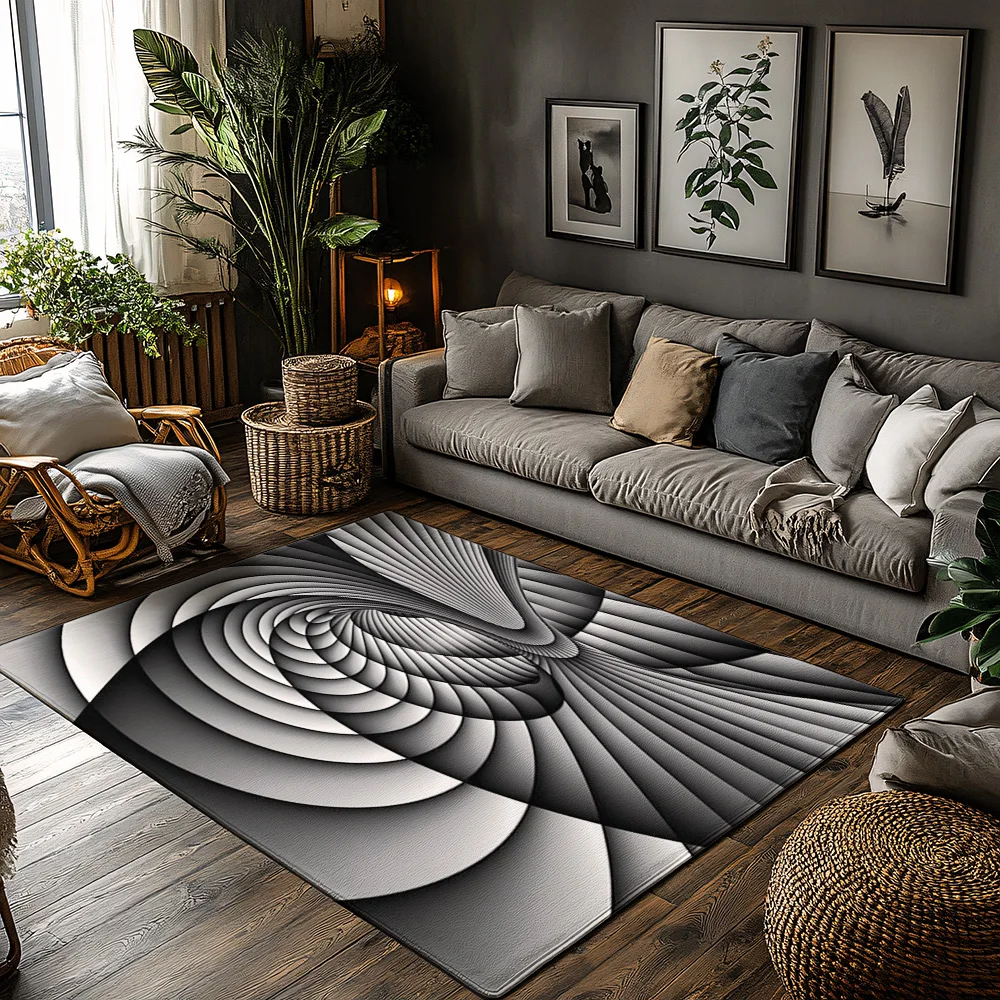 

Tuniu Geometric Spiral Non-Slip Area Rug, Modern Abstract Gray Carpet for Living Room Bedroom Home Decor