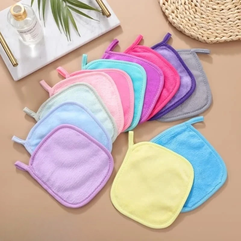 10 قطعة لكل حقيبة كسول المياه الفانيلا مزيل ماكياج منشفة متعددة الألوان سميكة هوك الوجه مزيل ماكياج منشفة #2