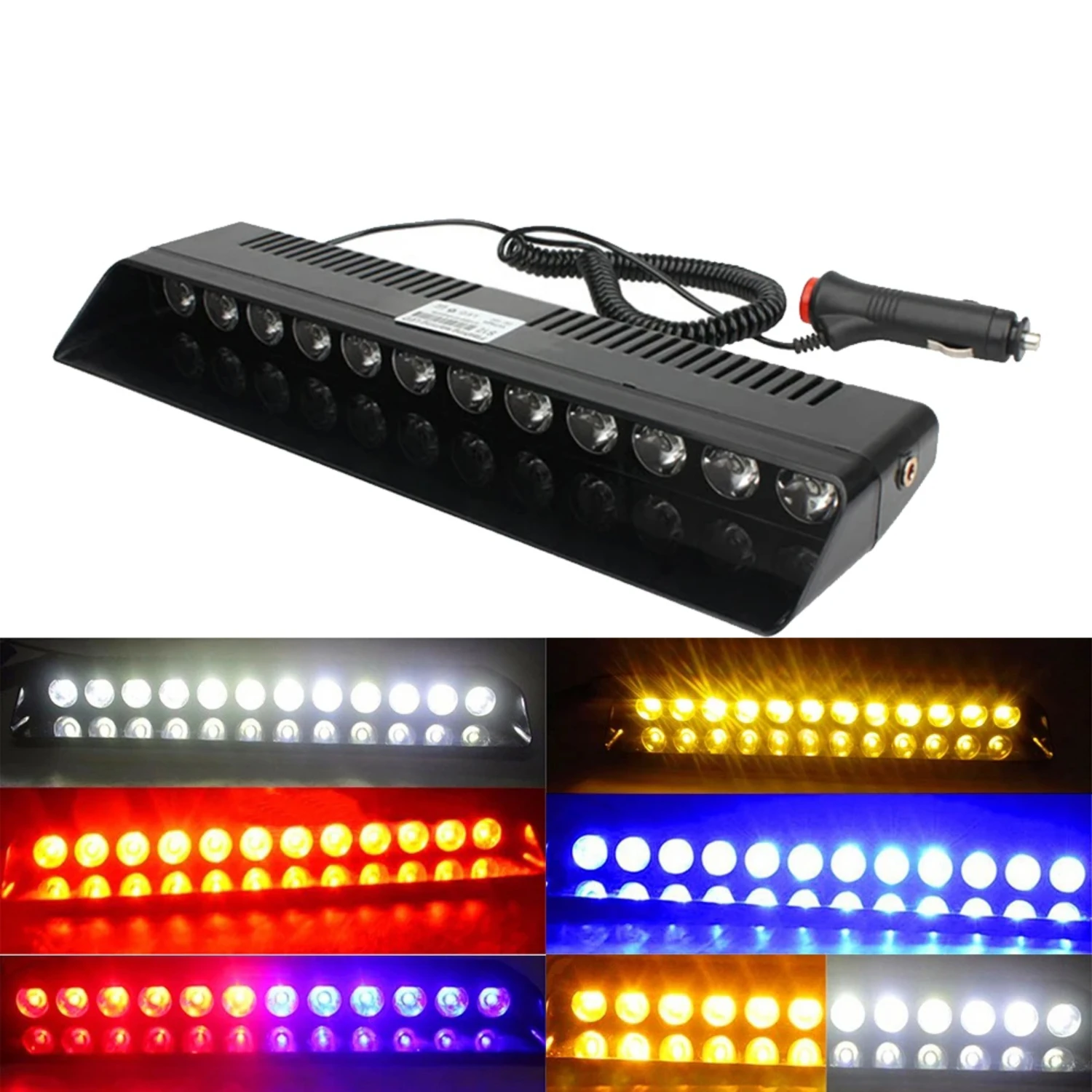 

Powerful Emergency 12LED Bright Red Blue Amber White Flasher Beacon Warning Lamp Assembly for Police Car Truck