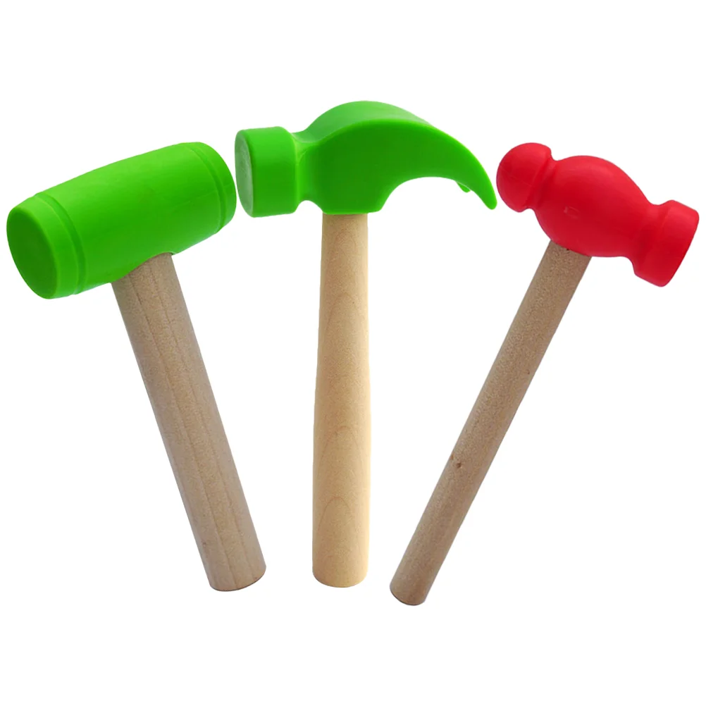 3 Pcs Realistic Toy Hammer Simulated Woodworking Toys Hammers Pretend Play Wooden