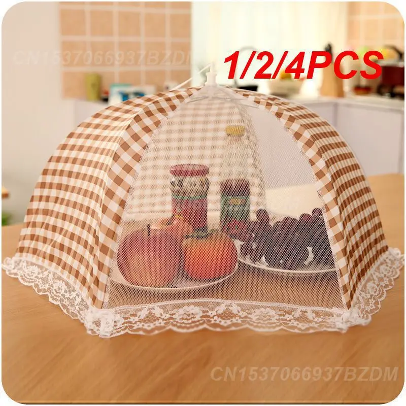 1/2/4PCS Portable Food Cover Umbrella -Up Mesh Screen Food Cover Net Tent Breathable Folded Dome Anti Fly Mosquito