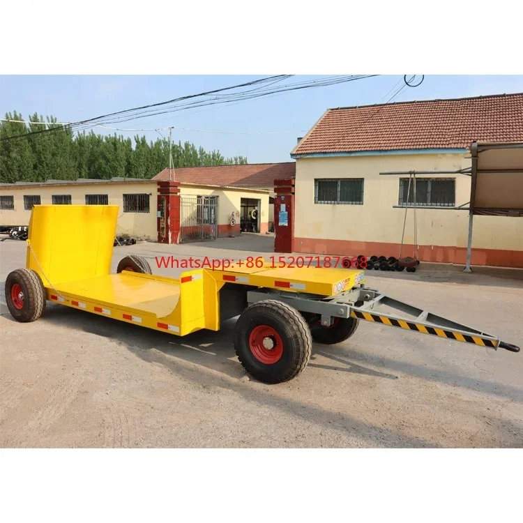 Full Trailer Turntable Low Bed Trailer Small Roller Trailer with Ramp