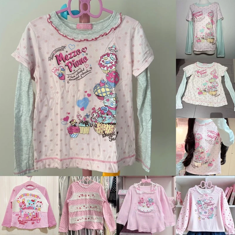 Camiseta japonesa Y2k con estampado de lunares y dibujos animados para mujer, camisetas holgadas informales con contraste de colores, camisetas bonitas dulces Kawaii, moda nueva