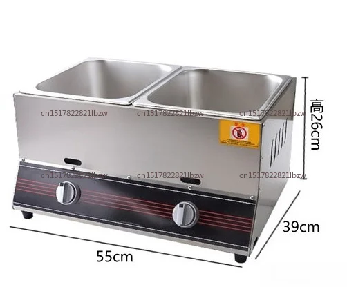 Commercial Gas Deep Fryer 10L Countertop Stainless Steel Dual Tank Kitchen Frying Machine W/2 Removable Baskets & Lid