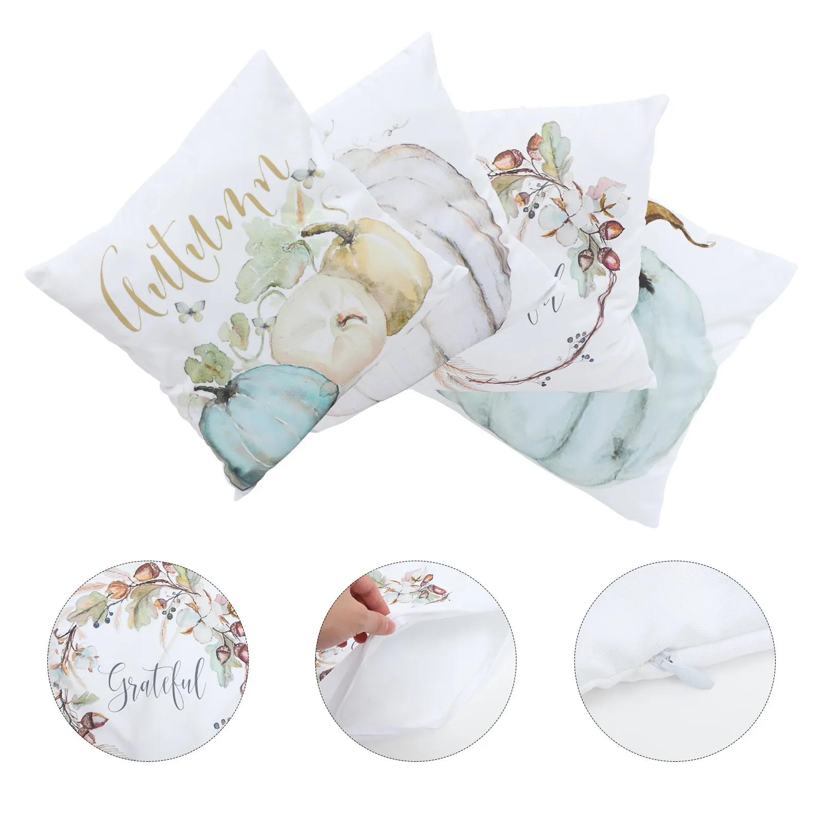Halloween Pillow Covers 4 Pack Fall Thanksgiving Autumn Cushion Cases for Sofa Couch Home Decor