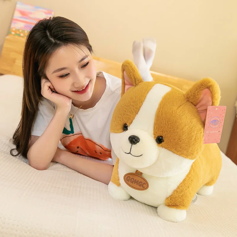 Cross-Border Long Hair Corgi Dog Stuffed Animal Toy Gifts for Children and Girls Cute Sleeping Doll Pillow Large