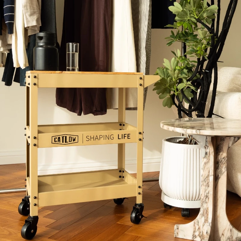 عربة منزلية على الطراز الصناعي مع ثلاث طبقات لتخزين غرفة المعيشة وحدة رفوف متنقلة أثاث Bancada Para Barbeiro