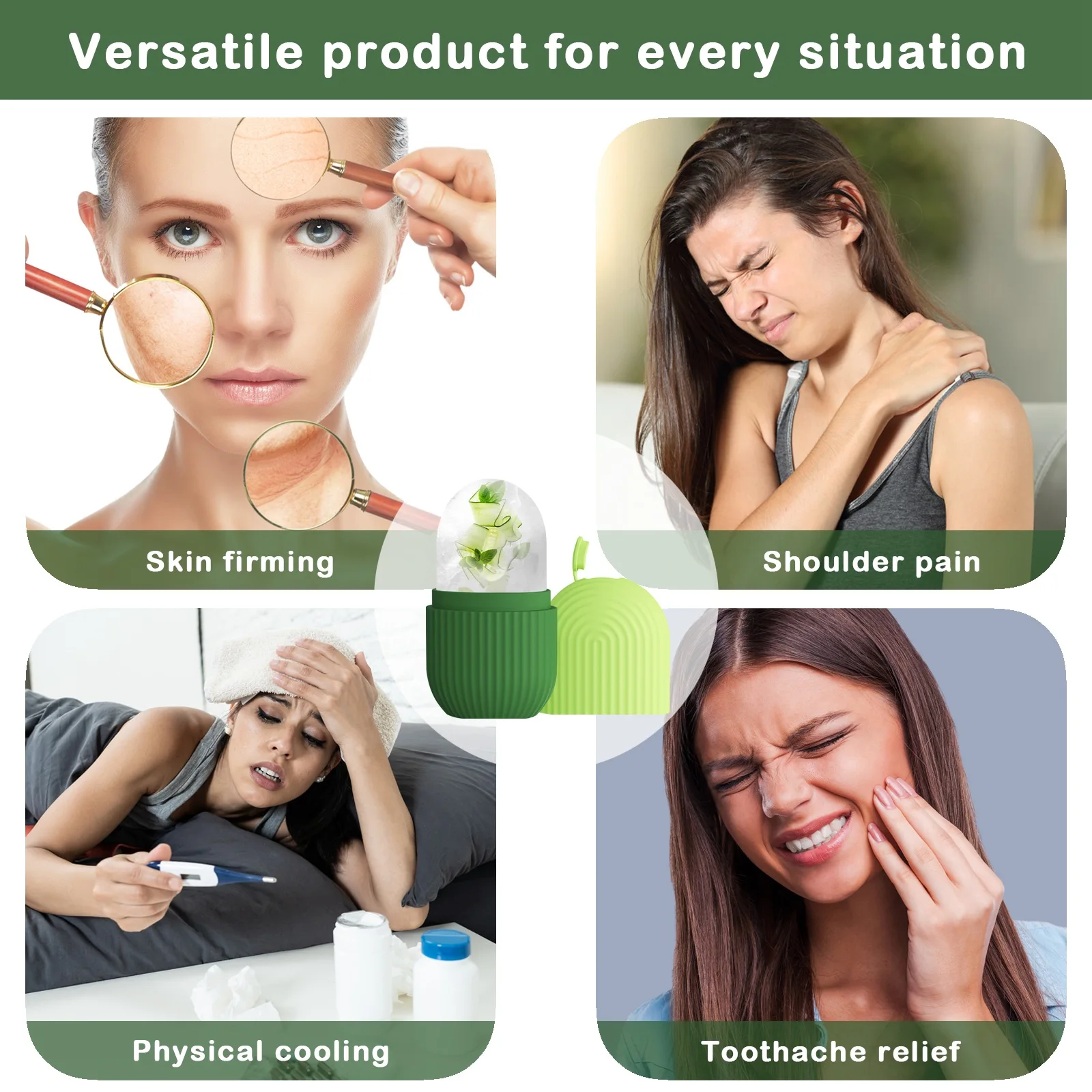 قالب أسطوانة من السيليكون لشبكة الثلج لتجميل الوجه لرفع البشرة وتهدئة حب الشباب وأداة علاج الوجه والعناية بالبشرة ﻿ ﻿