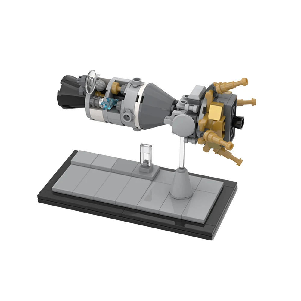 

Lunar Rescue Mission MOC Building Blocks, Classic Spacecraft with Orbiter Module, Retro Rocket DIY Model for Adults