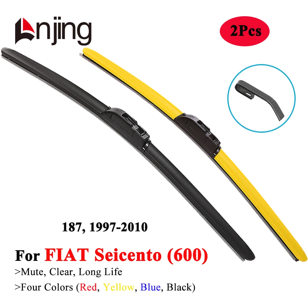 

LNJING Colorful Wiper Blades For FIAT Seicento 600 187 Hatchback 1997 1999 2002 2003 2005 2008 2009 2010 Car Exterior Accessory