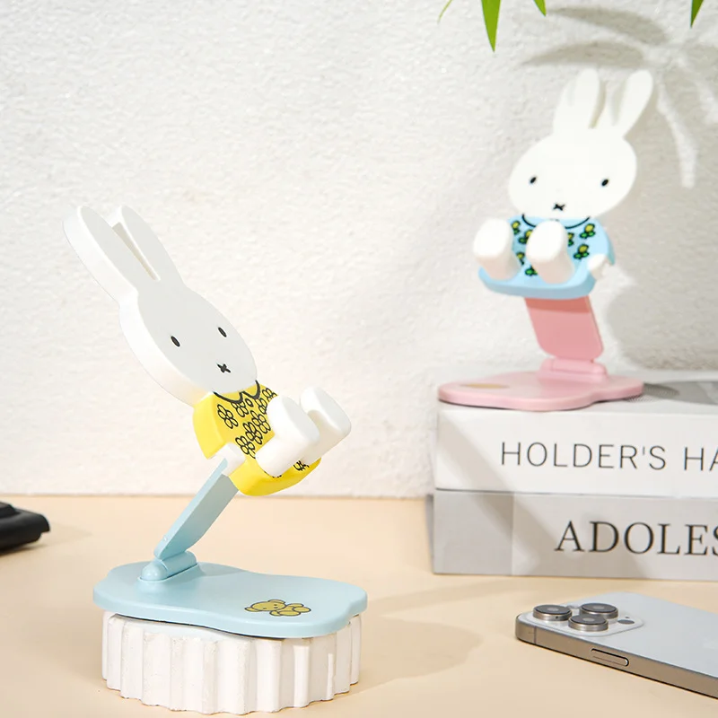 Miffy Rabbit Cartoon Phone Stand Foldable Portable Desktop Holder Travel Lazy Person Tablet Bracket Kawaii Christmas Gifts