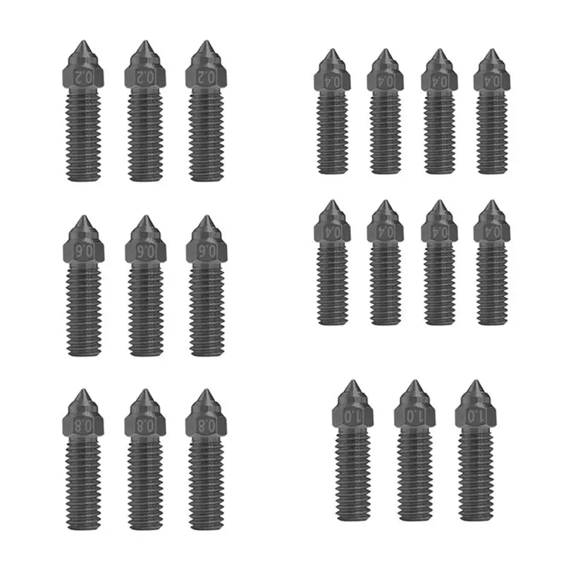 

ABIJ-Nozzles 20Pcs Hardened Steel For Creality K1/K1 Max/CR-/CR-10 SE/Ender3 V3 KE 3D Printer- 0.2/0.4/0.6/0.8/1.0Mm