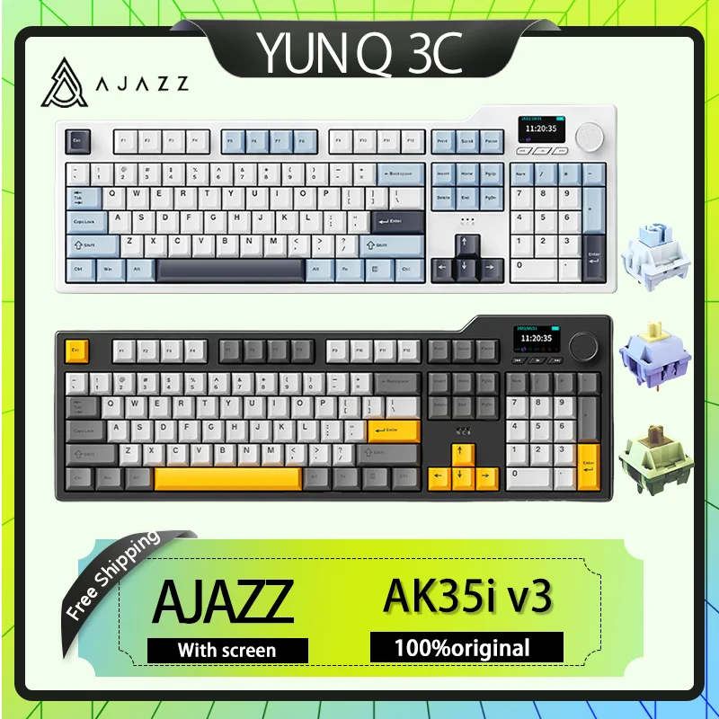 Ajazz Ak35i V3   Mechanical Keyboard Wireless Bluetooth Three Mode 104 Key Game Keyboard Gasket Full Key Hot Plug Game Accessori