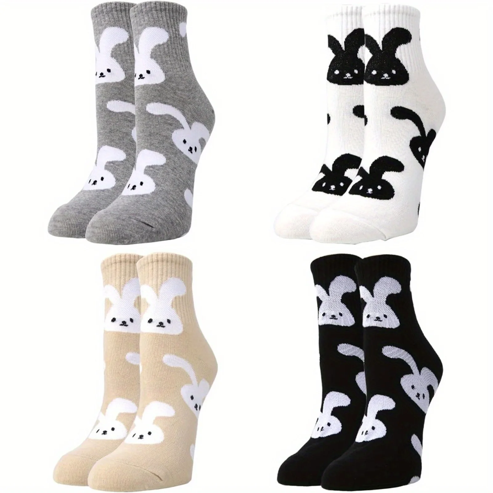 Rabbit Cartoon Pattern Mid-Calf Socks Kawaii Cute Warm Socks Home Soft and Comfy Sleep Sockings Daily Wear Socks Easter Gift