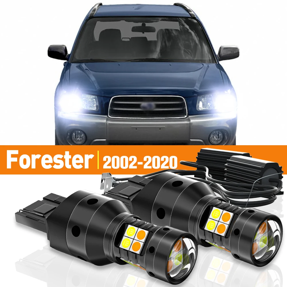 2 pces led sinal de volta de modo duplo + luz de circulação diurna drl para subaru forester 2002-2020 2008 2012 2013 2014 acessórios canbus