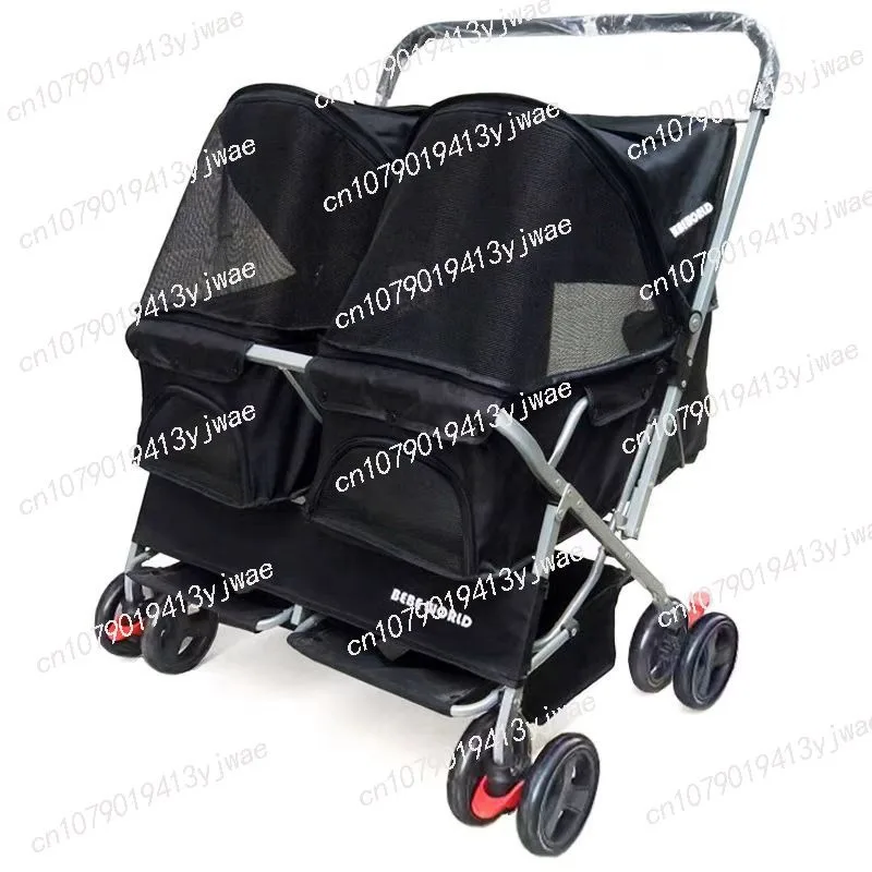 Two-seat Pet Stroller, Double Sleeping Bed, Ultra-light Folding, Removable, Washable, Cat, Dog, Widening, Care Out